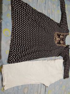 Elegant Black &amp; White Embroidered Kurti Set of 2