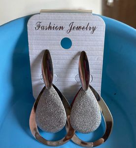 Silver Glitter Teardrop Statement Earrings