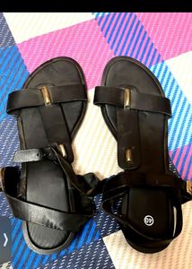 Aditya Birla Black Unused Sandal Solid Article