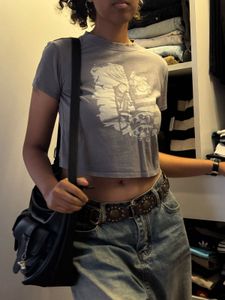 Kurt Cobain Grey Graphic Crop Top