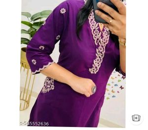Purple Embroidered Kurta Set