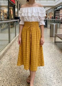 Chic Ruffle and checked midi dress