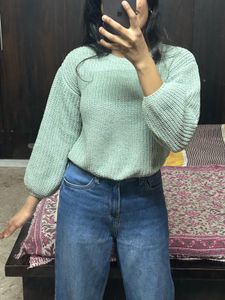 Cozy Mint Green Cropped Knit Sweater