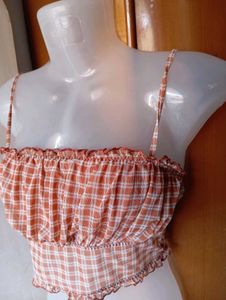 Plaid Smocked Crop Top