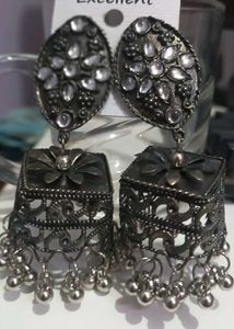 Oxidized Jhumka Earrings