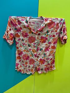 Floral Print Pure Cotton Shirt Kurti
