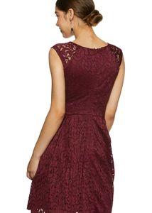 Maroon Lace Fit &amp; Flare Dress