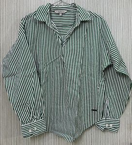 Green &amp; White Striped V-Neck Shirt