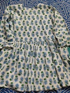 White Floral Print Kurta