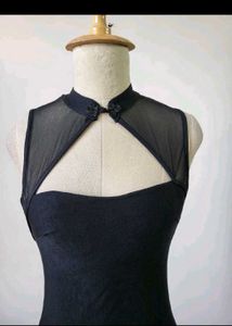 Chic Black Sheer Neckline Dress