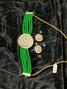Emerald Green Beaded Choker Set