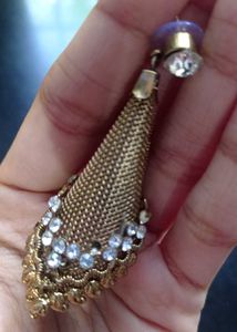 Exquisite Gold Mesh &amp; Crystal Drop Earrings