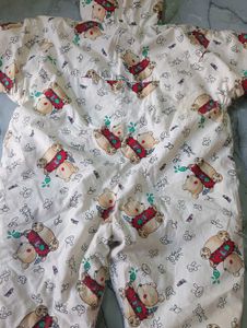 Tim Pouce Cute Bear Print Baby Snowsuit