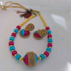 Silk Thread Necklace & Earring Set
