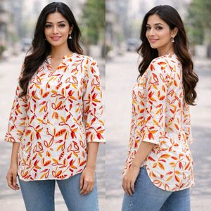 Chic Leaf Print Kurta