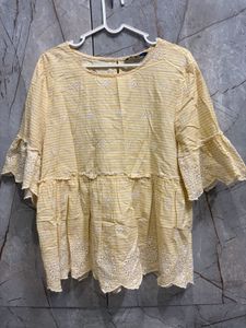 Chic Yellow Broderie Anglaise Top