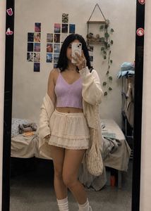 Cute Lavender V-Neck Crop Top
