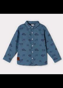 Boys Blue Car Print Shirt