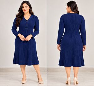 Women’s Navy Blue Pleated A-Line Midi Dress