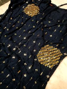 Blue Sequined Kurta Suit Set