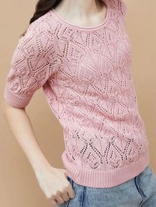 Chic Pink Crochet Knit Top