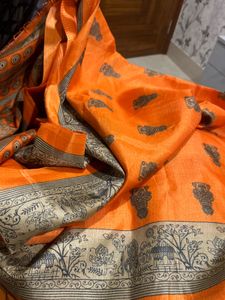 Elegant Orange Printed Saree