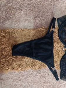 Black Lace Bra and Thong Set