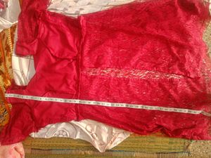 Marron satin Dandiya skirt with blouse