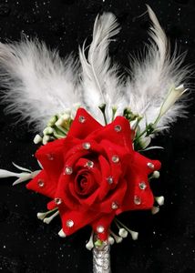 Nikkah pen ❤️ Red Rose Boutonniere with Feathers