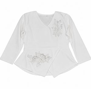 White Embroidered Peplum Blouse