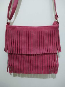 Hot pink Fringe Sling Bag
