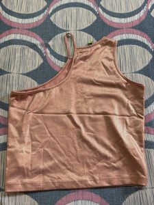 Metallic Rose Gold One Shoulder Top