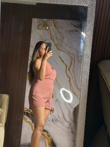 Women's Pink Smocked Waist Wrap Top