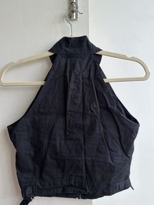 Black Halter Neck Crop Top