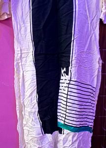 White Kurta with Black Graphic Print
