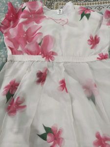White Floral Print Ethnic Dress