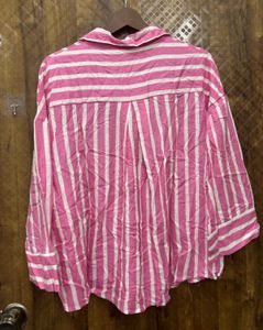 Chic Pink &amp; White Striped Button-Up Top