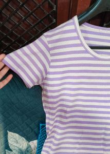 Lavender Striped Textured Tee