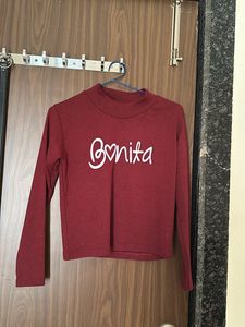 Maroon Full Sleeves ribbed Tshirt