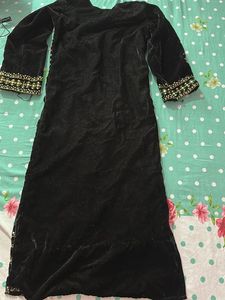 Black Velvet Palazzo Pants with Sequins