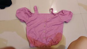 Pink Off-Shoulder Crop Top with Bow