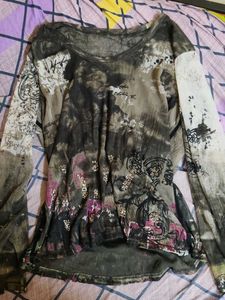 Artistic Print Long Sleeve Top