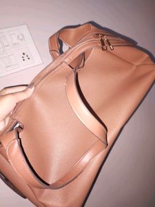 Classic Brown Faux Leather Tote Bag