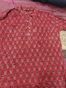 Maroon Printed Kurta