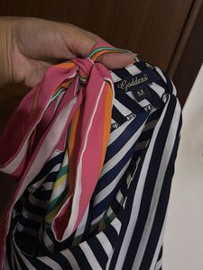 Stylish Striped Bell Sleeve Top