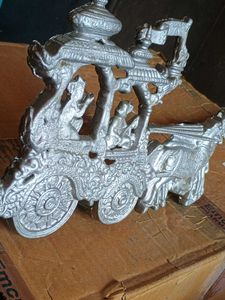 Silver Radha Krishna Chariot Showpiece