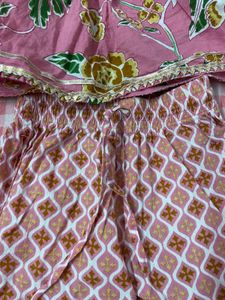 Pink Floral Kurta and Palazzo Set