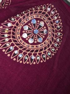 Embroidered Maroon dupatta