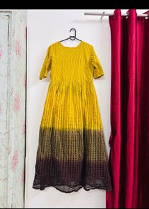 Stylish Yellow Ombre Cotton Gown