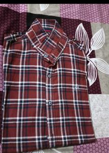 Maroon Plaid Button-Down Shirt 42 size